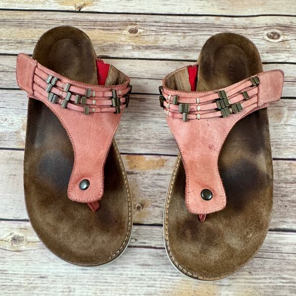 Taos Womens Salmon Bruschetta Pink Leather Stupendous Slip On Sandals 9 - Picture 2 of 7